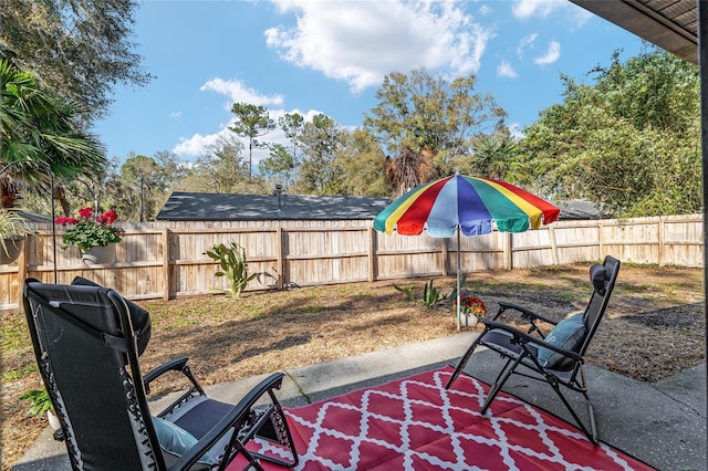 view of patio featuring a fenced backyard