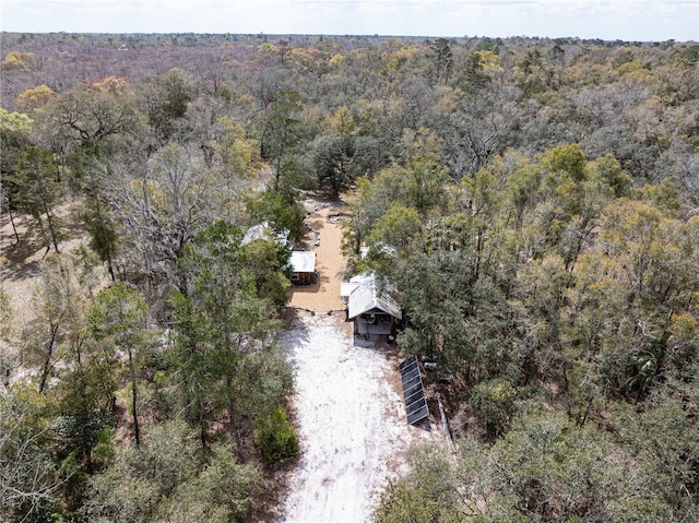 aerial view featuring a forest view