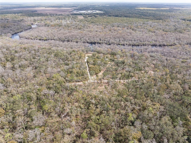 drone / aerial view with a forest view