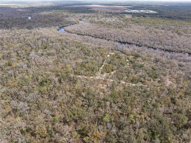 aerial view with a wooded view