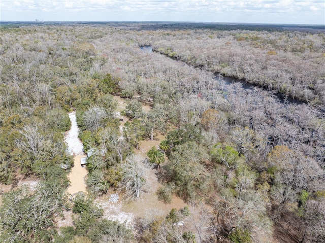 drone / aerial view with a forest view