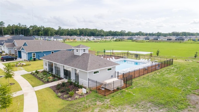 aerial view featuring a residential view