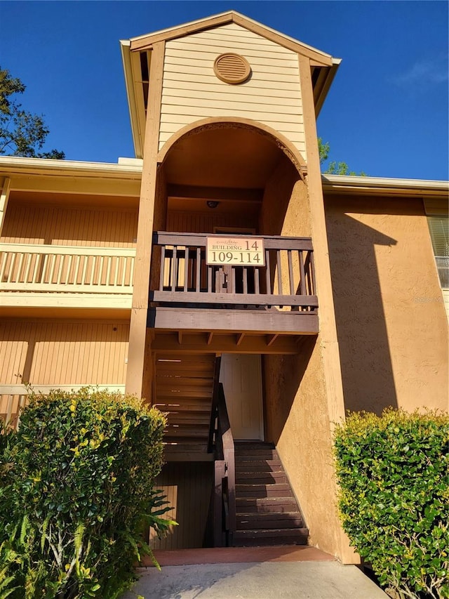 exterior space with a balcony