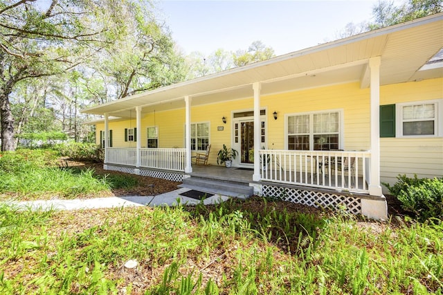 exterior space with covered porch