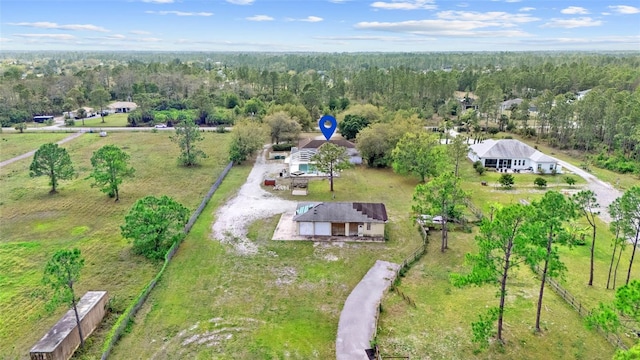 aerial view with a forest view