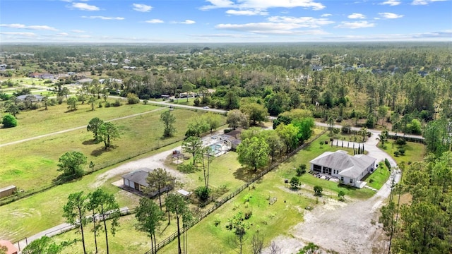 bird's eye view with a rural view