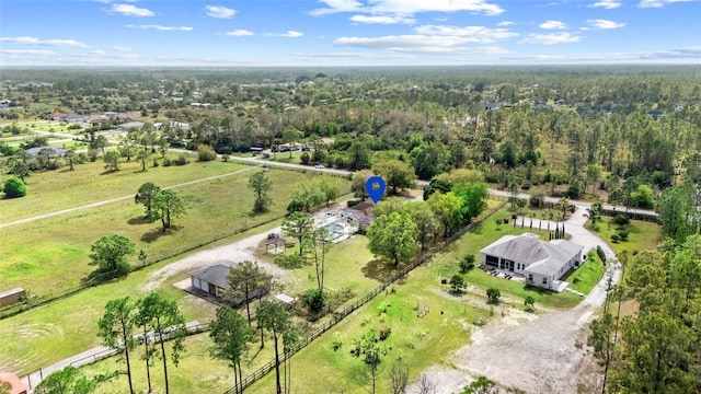 drone / aerial view with a rural view