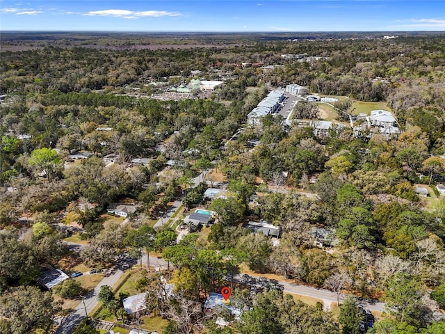 drone / aerial view with a forest view