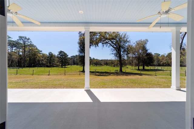 view of patio / terrace featuring a ceiling fan