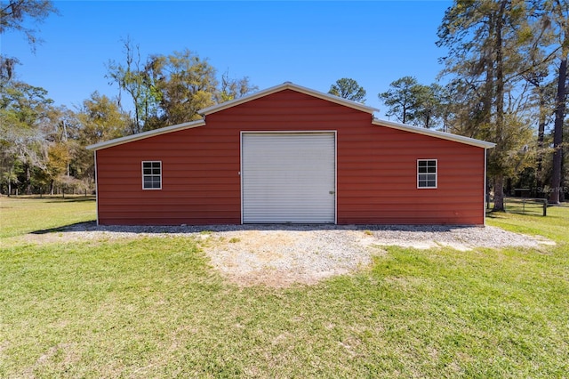 view of detached garage