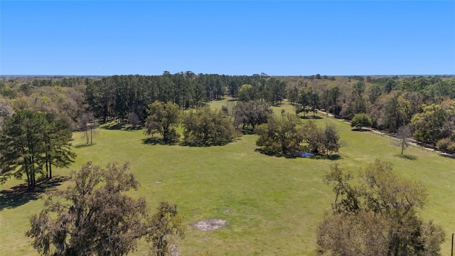 birds eye view of property with a view of trees