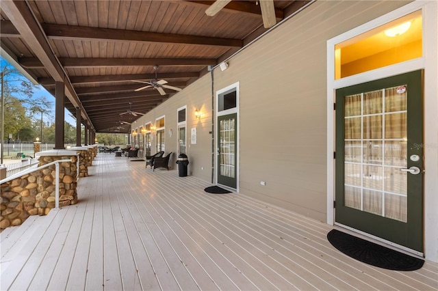 deck featuring a ceiling fan