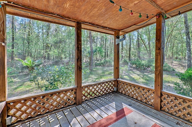 deck with a wooded view