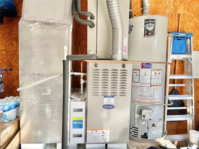 utility room with water heater