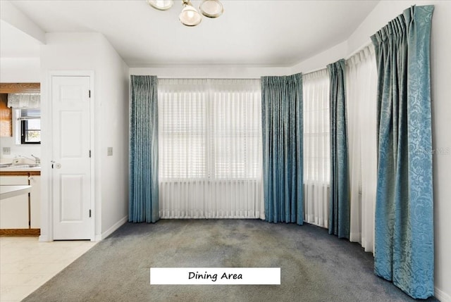 interior space featuring baseboards and a sink