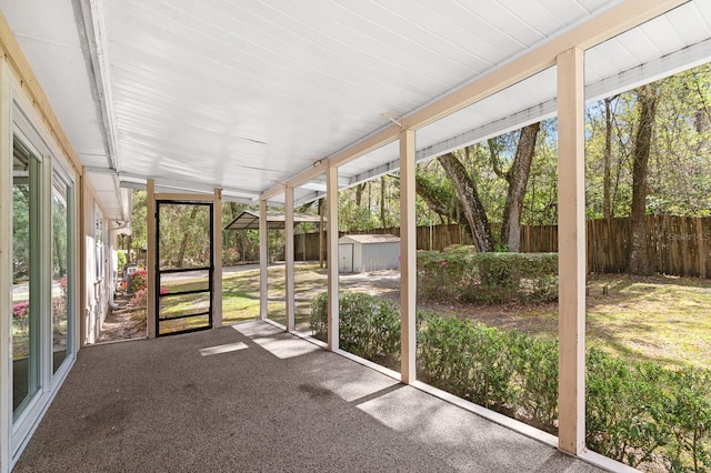 view of unfurnished sunroom