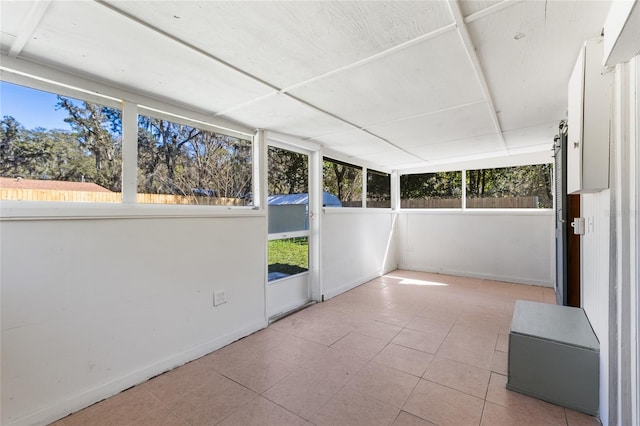 view of unfurnished sunroom