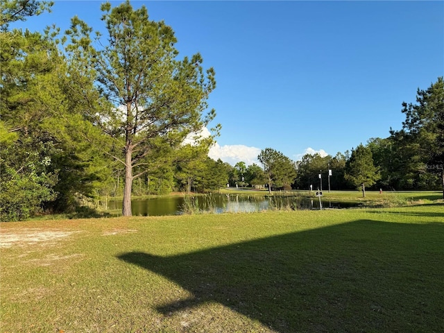 view of yard with a water view