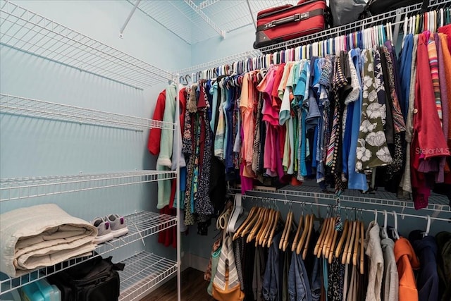 spacious closet with wood finished floors