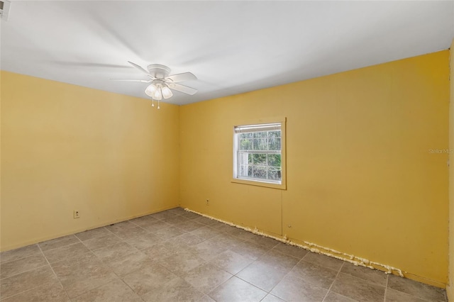 empty room with visible vents and a ceiling fan