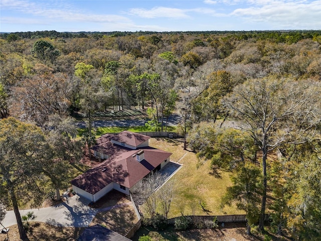 drone / aerial view with a forest view