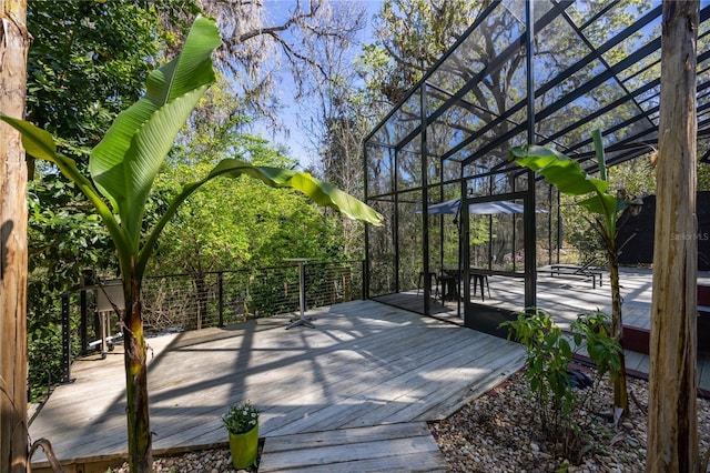 wooden deck featuring a pergola