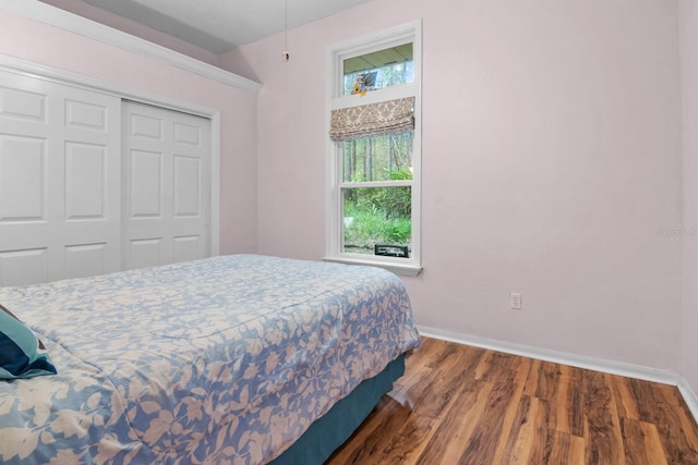 1132 SW 105th Ter, Gainesville, FL 32607 - bedroom with wood finished floors, baseboards, and a closet