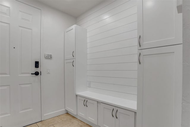 mudroom featuring light tile patterned floors