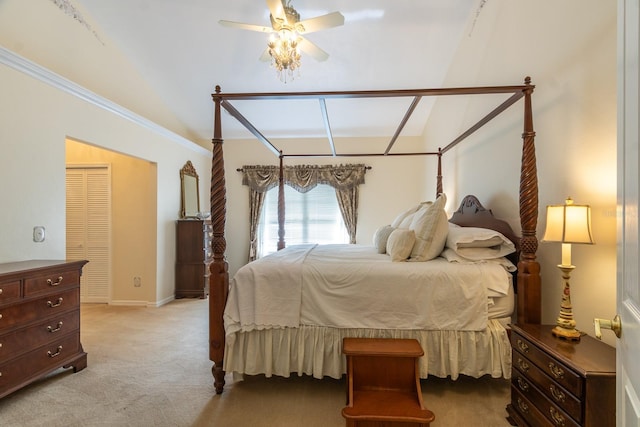 5620 NW 45th Ln, Gainesville, FL 32606 - carpeted bedroom with a ceiling fan, crown molding, and baseboards