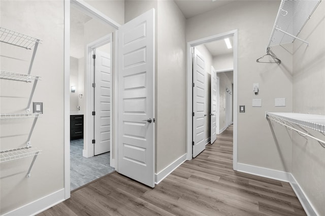 interior space with wood finished floors