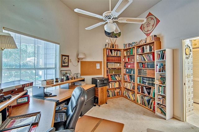 12332 NW 7th Ln, Newberry, FL 32669 - office space with a high ceiling, carpet flooring, and a ceiling fan