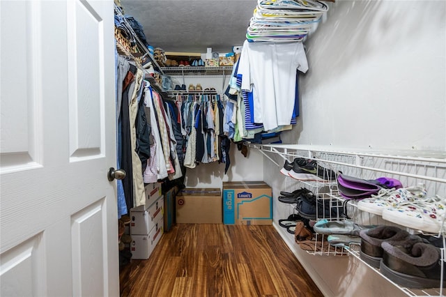 spacious closet with wood finished floors