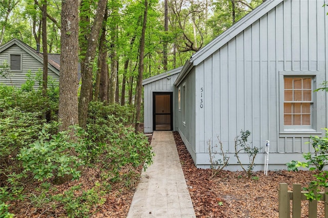 entrance to property with board and batten siding