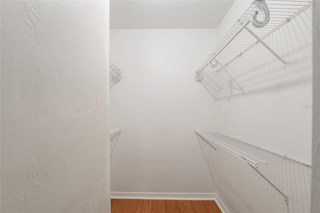 spacious closet with wood finished floors