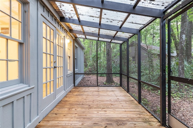 view of unfurnished sunroom