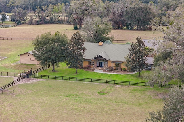 drone / aerial view with a rural view