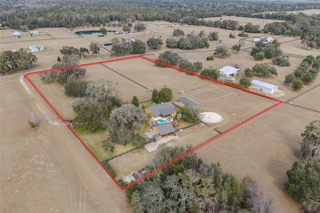 aerial view with a rural view