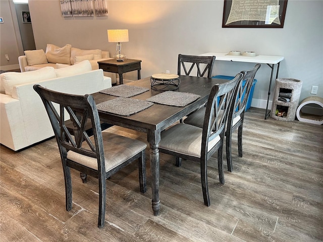 dining space featuring wood finished floors