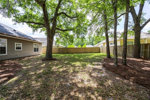 view of yard featuring a fenced backyard
