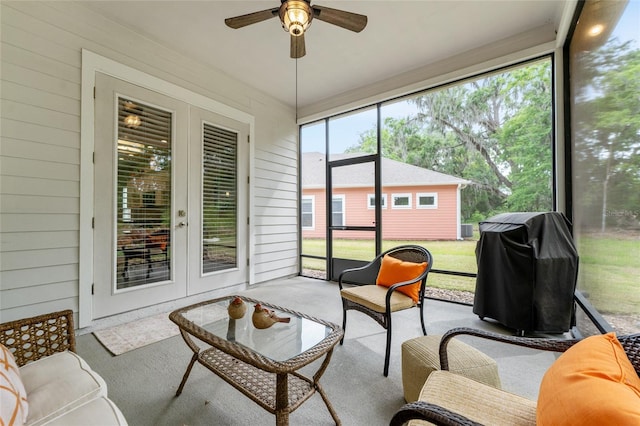 1272 NW 132nd Blvd, Newberry, FL 32669 - sunroom featuring ceiling fan and french doors