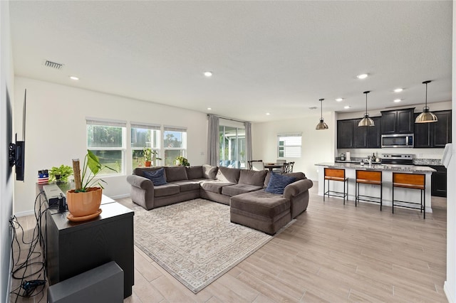 1487 NW 136th Blvd, Newberry, FL 32669 - living area with a wealth of natural light, visible vents, recessed lighting, and light wood-type flooring