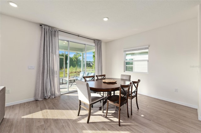 1487 NW 136th Blvd, Newberry, FL 32669 - dining space featuring baseboards, wood finished floors, recessed lighting, and a textured ceiling