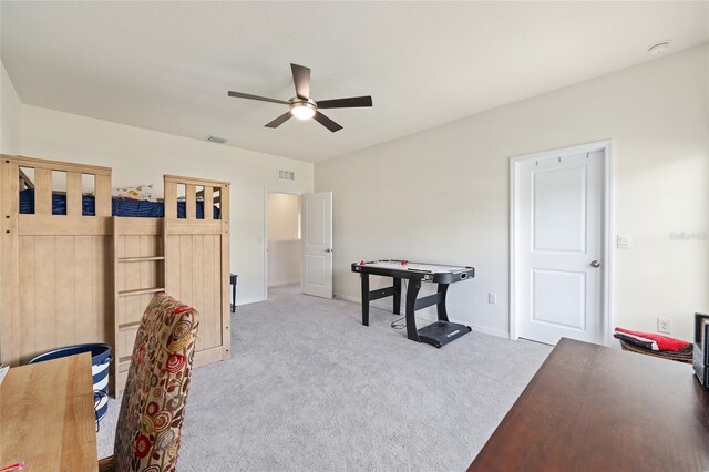 1487 NW 136th Blvd, Newberry, FL 32669 - game room with baseboards, carpet flooring, visible vents, and a ceiling fan