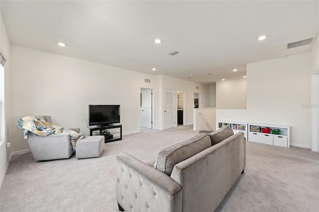 1487 NW 136th Blvd, Newberry, FL 32669 - living room with light carpet, visible vents, and recessed lighting