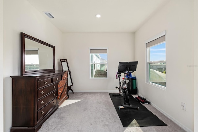1487 NW 136th Blvd, Newberry, FL 32669 - exercise area with carpet flooring, baseboards, and visible vents
