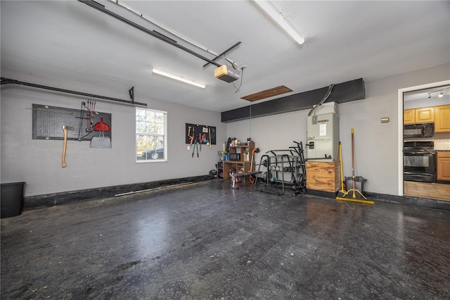 garage with a garage door opener