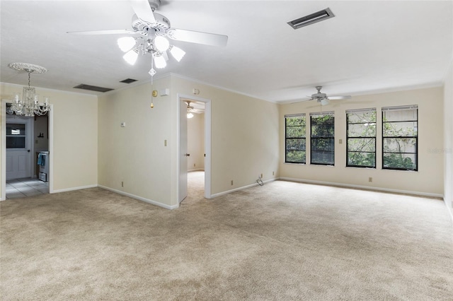 4038 NW 86th Blvd, Gainesville, FL 32653 - unfurnished room featuring light carpet, a ceiling fan, crown molding, and a chandelier
