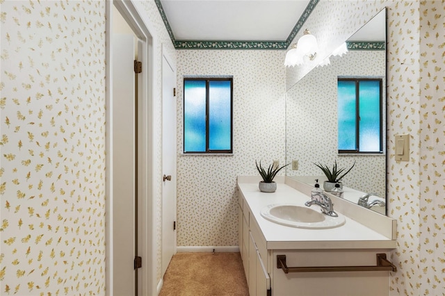 4038 NW 86th Blvd, Gainesville, FL 32653 - bathroom featuring wallpapered walls and vanity