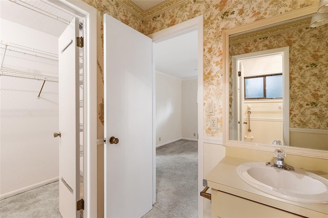 4038 NW 86th Blvd, Gainesville, FL 32653 - bathroom with wallpapered walls and vanity