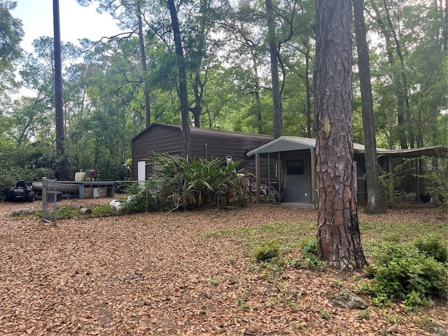 exterior space with an outbuilding